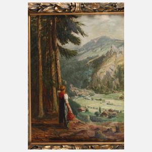 Wilhelm Zimmer, attr., Wandernde Maid im Gebirge