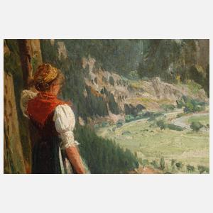 Wilhelm Zimmer, attr., Wandernde Maid im Gebirge