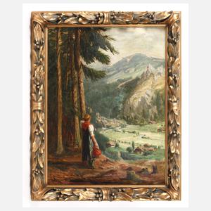 Wilhelm Zimmer, attr., Wandernde Maid im Gebirge