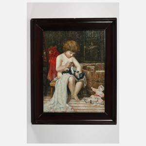 Spielendes Kind mit Katze