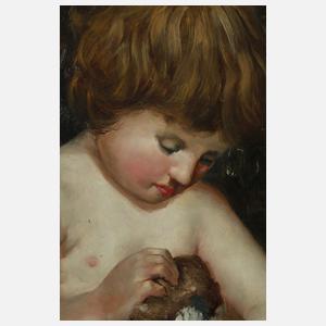 Spielendes Kind mit Katze