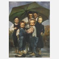 Kinder unter einem Schirm111