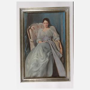 Sitzende Dame in Blau