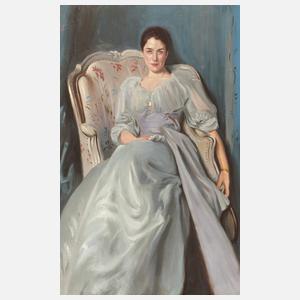 Sitzende Dame in Blau