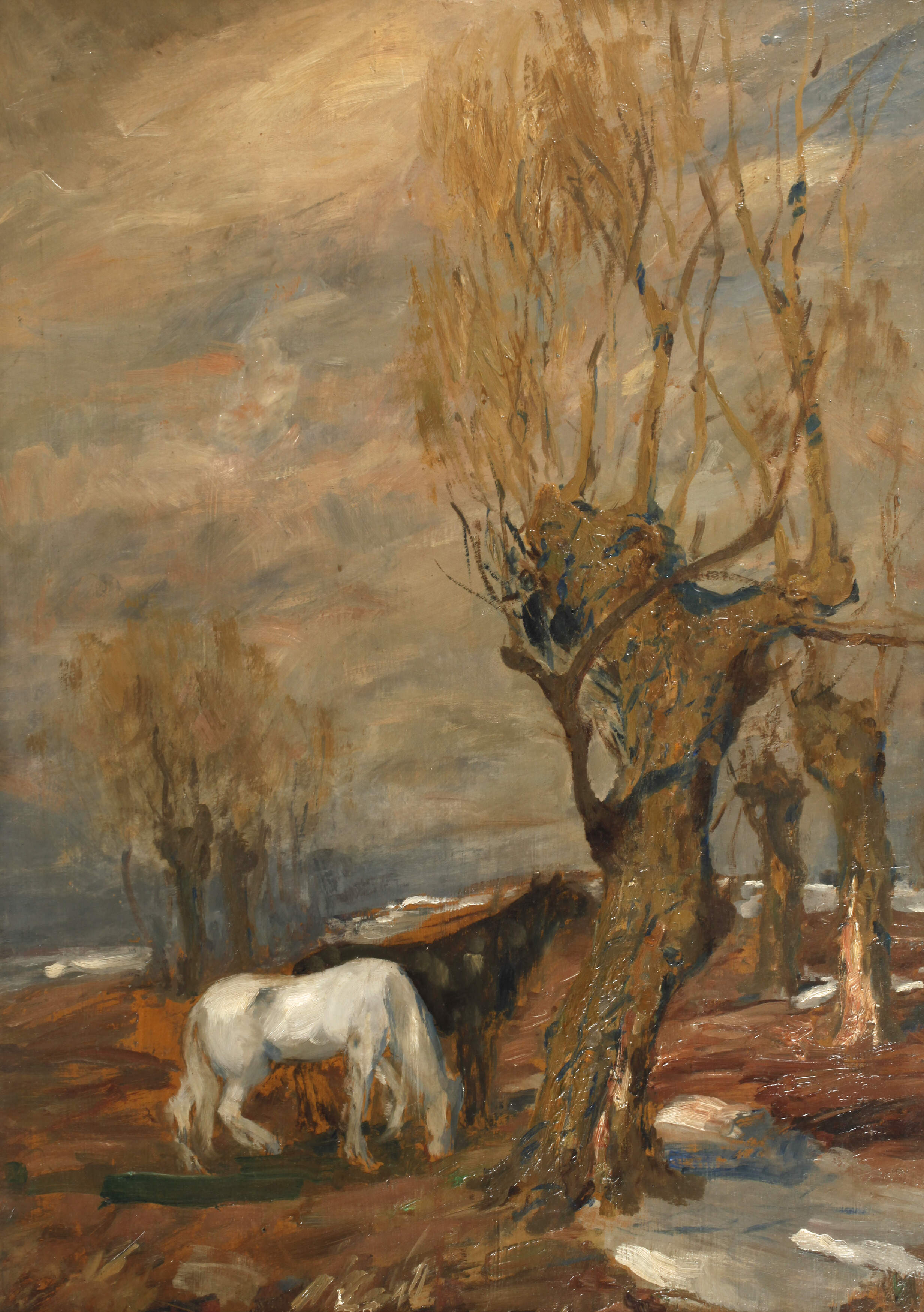 Pferde in vorfrühlingshafter Landschaft