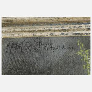 Herbstblumenstrauß im Steinguttopf