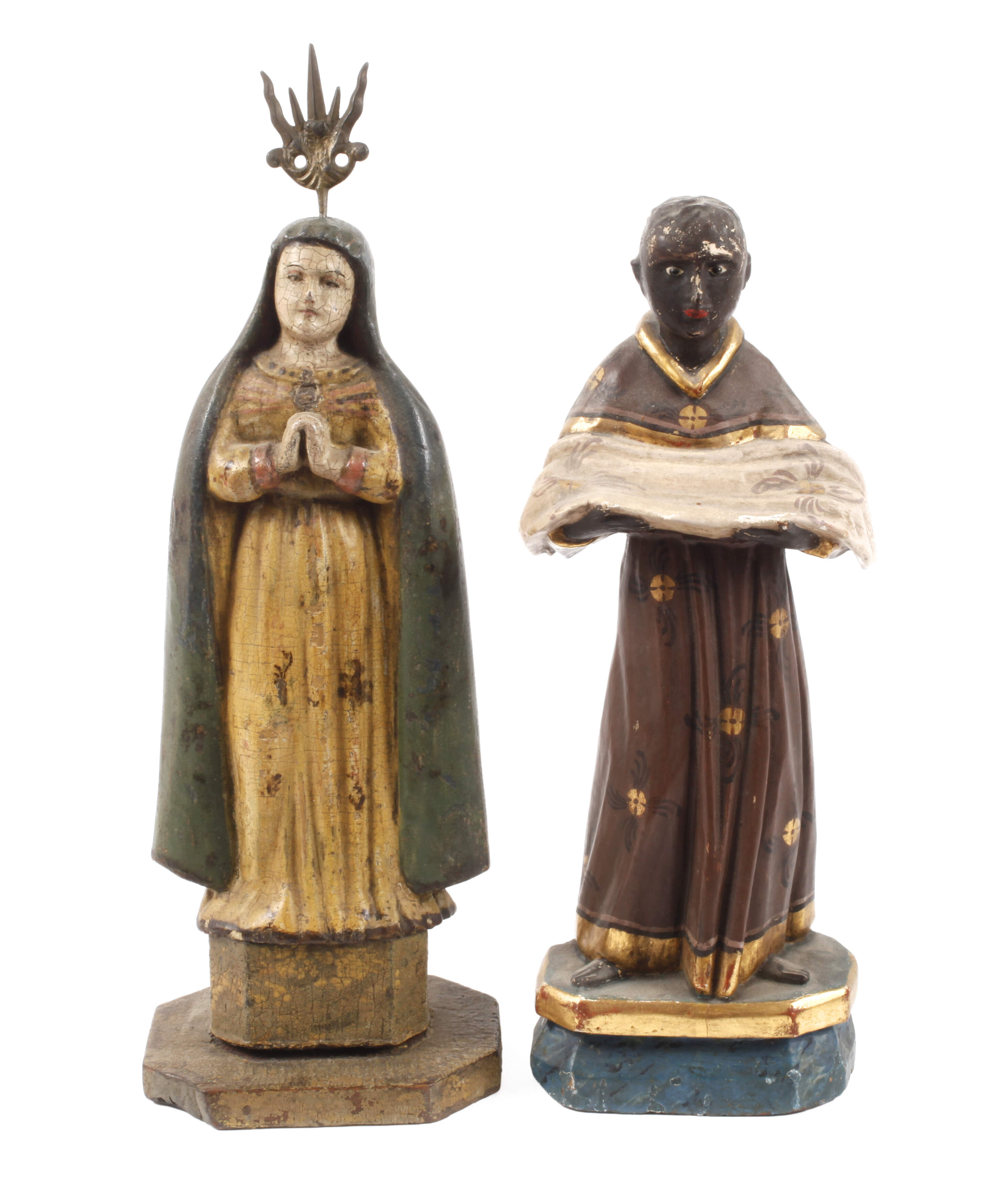 Zwei geschnitzte Heiligenfiguren