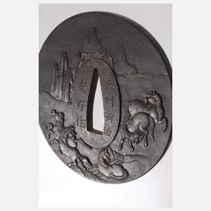 Tsuba mit Landschaftsmotiv