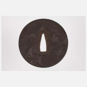 Tsuba mit Landschaftsmotiv