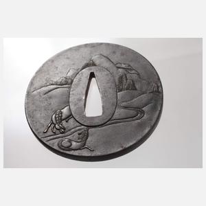 Tsuba mit Landschaftsmotiv