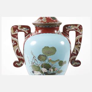 Große Henkelvase Cloisonné