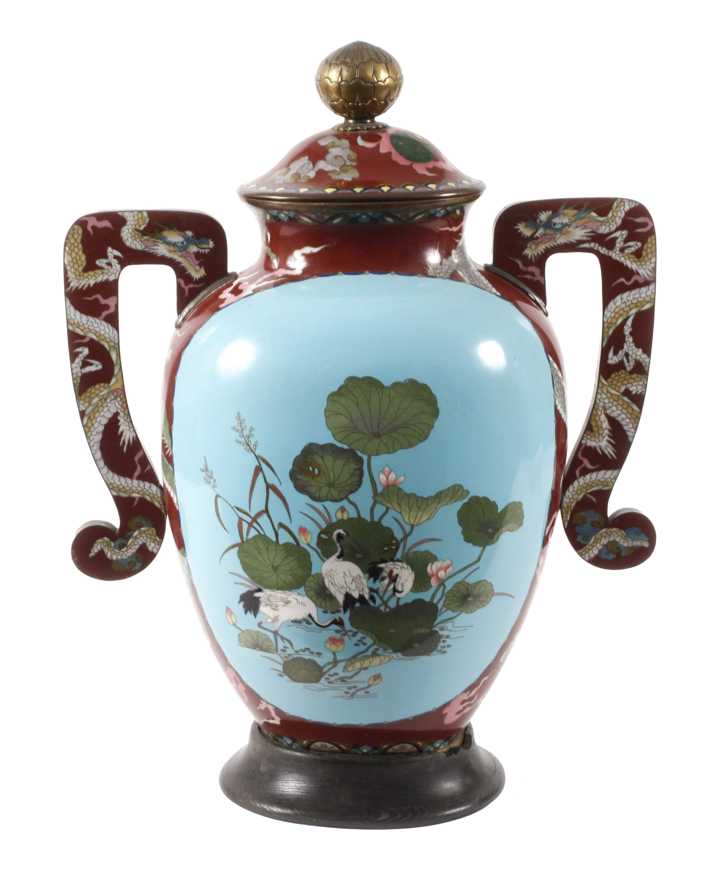 Große Henkelvase Cloisonné