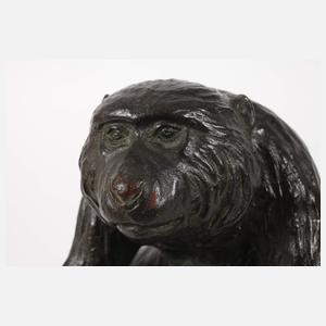 Bronzeskulptur Affe