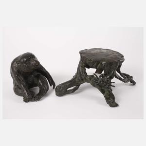 Bronzeskulptur Affe