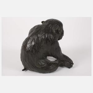 Bronzeskulptur Affe