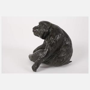 Bronzeskulptur Affe