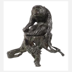 Bronzeskulptur Affe