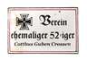 Emailleschild Kriegerverein