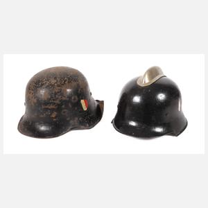 Zwei Feuerwehrhelme 3. Reich