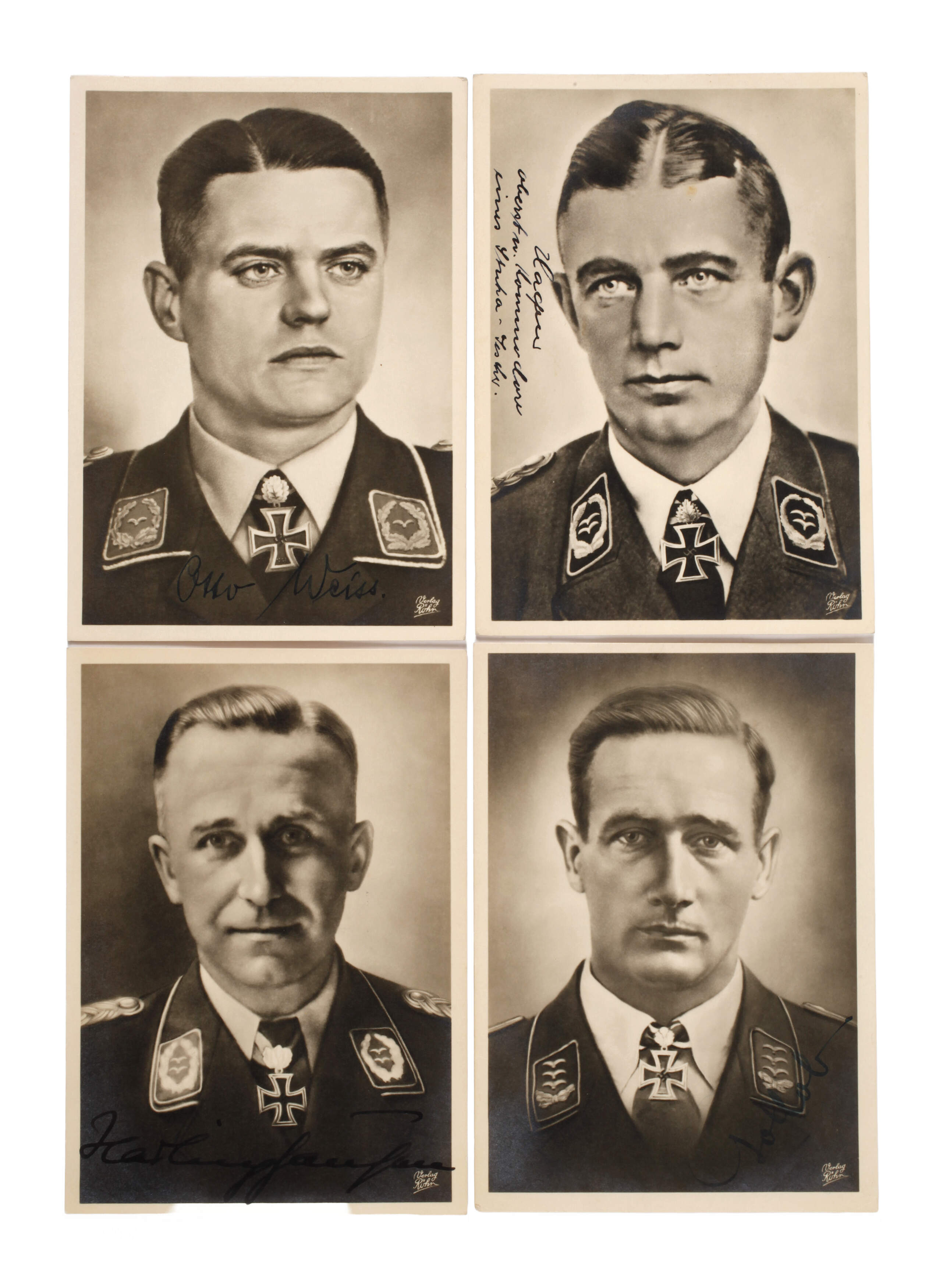 Vier Autogrammkarten von Eichenlaubträgern