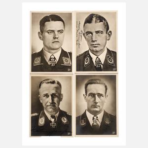 Vier Autogrammkarten von Eichenlaubträgern