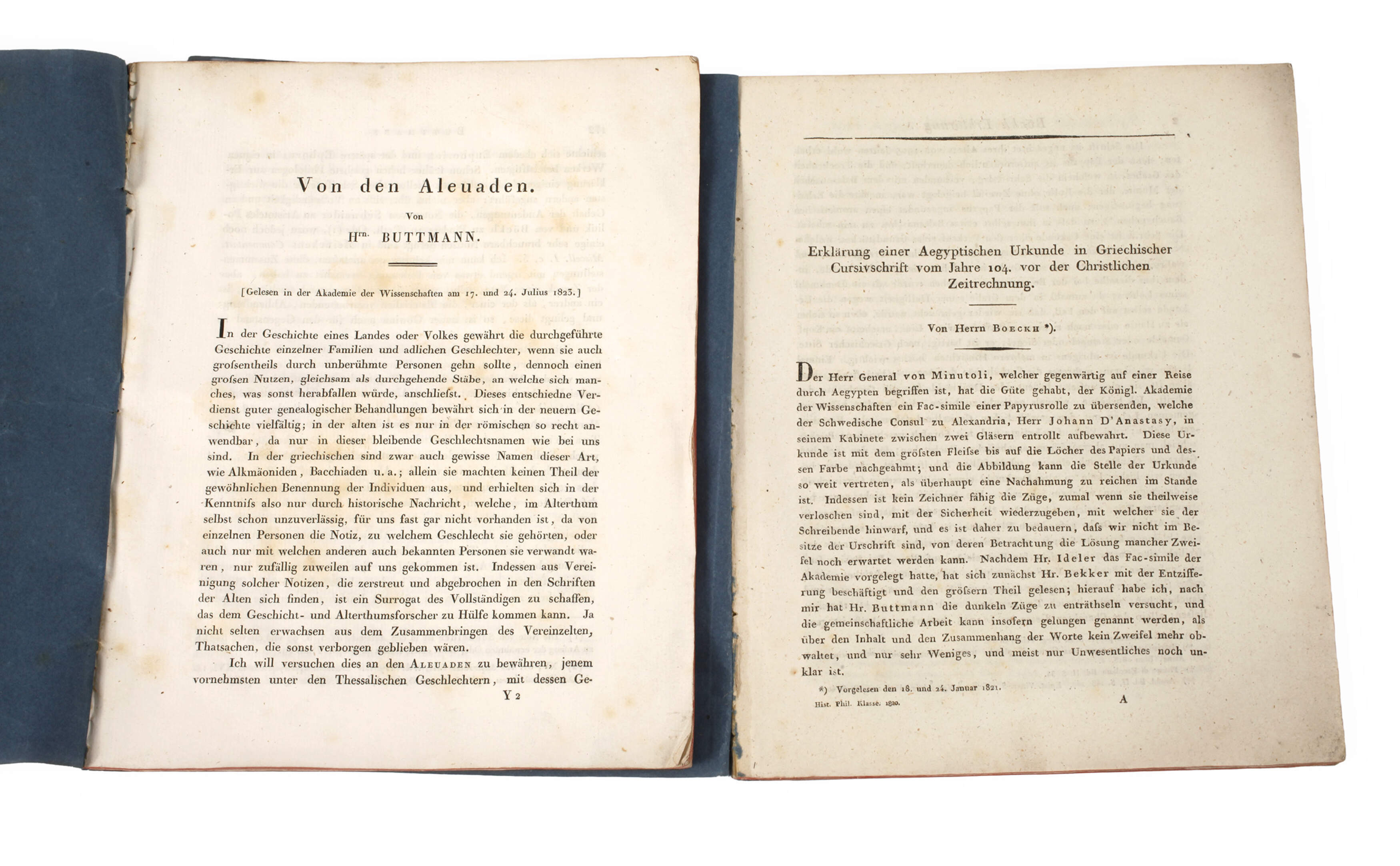 Zwei Vorlesungen von A. Böckh und P. K. Buttmann