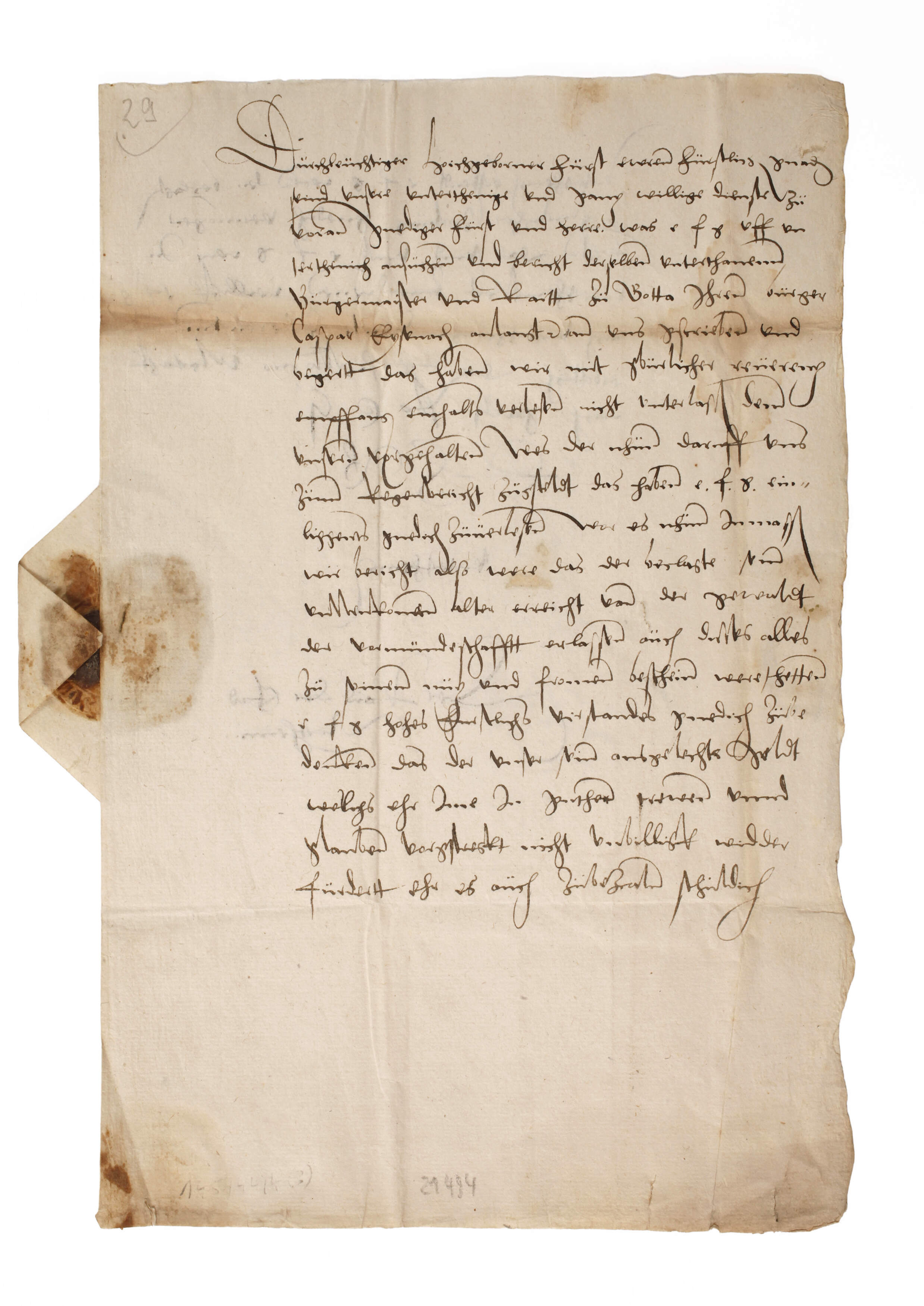 Brief an Herzog Friedrich II. von Sachsen