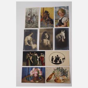 Konvolut Postkarten Kitsch