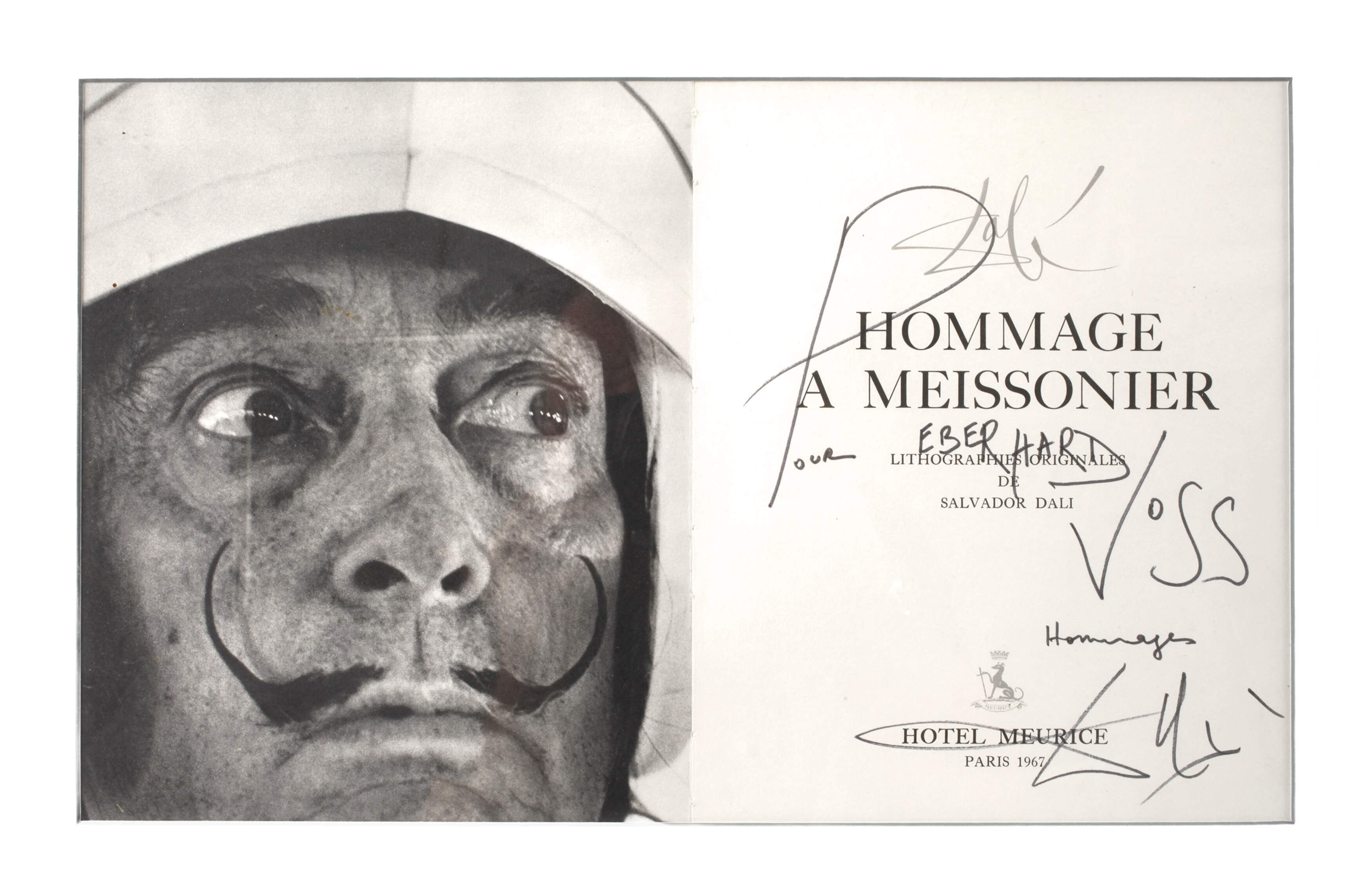 Salvador Dali, Vorsatzblatt mit Widmung