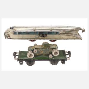 Bing Schienenzeppelin und Märklin Panzerwagen