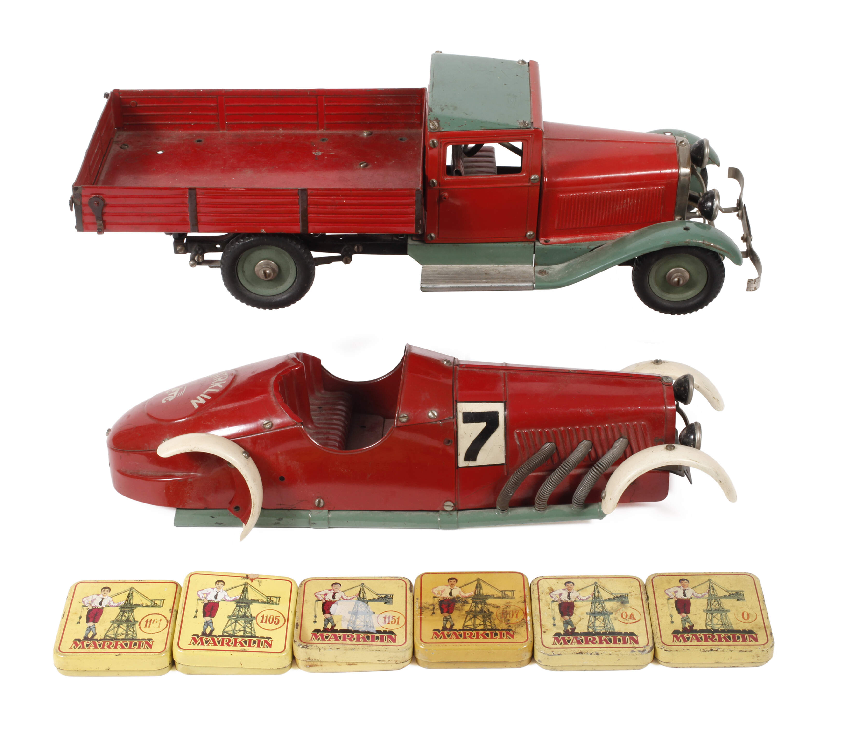Märklin Baukasten-Auto als LKW und Rennwagen