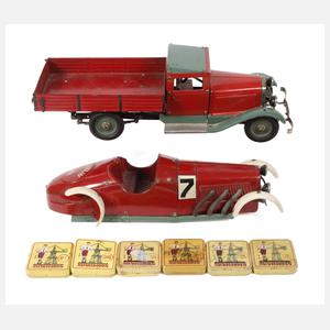 Märklin Baukasten-Auto als LKW und Rennwagen