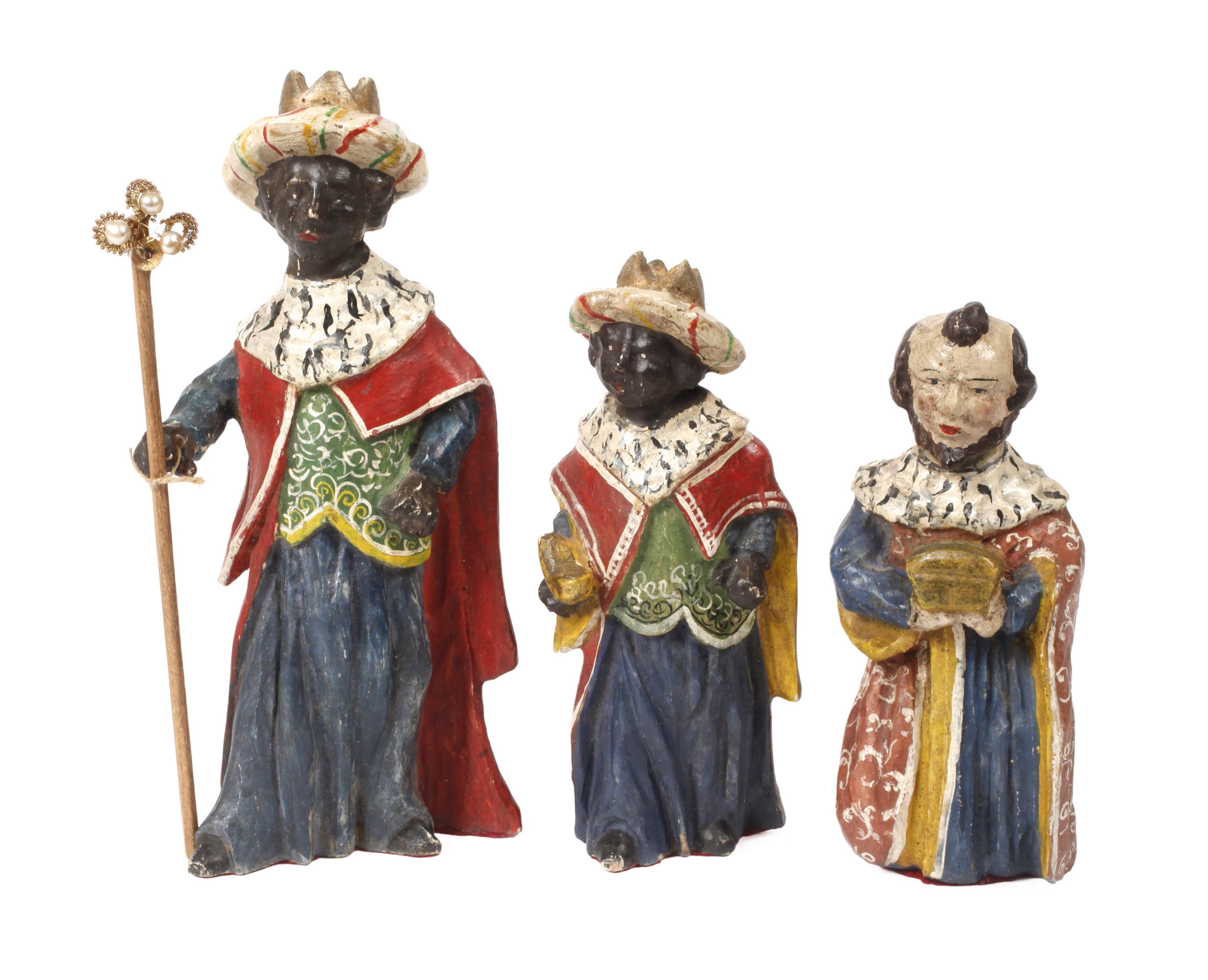Drei Grulicher Krippenfiguren als Heilige Könige