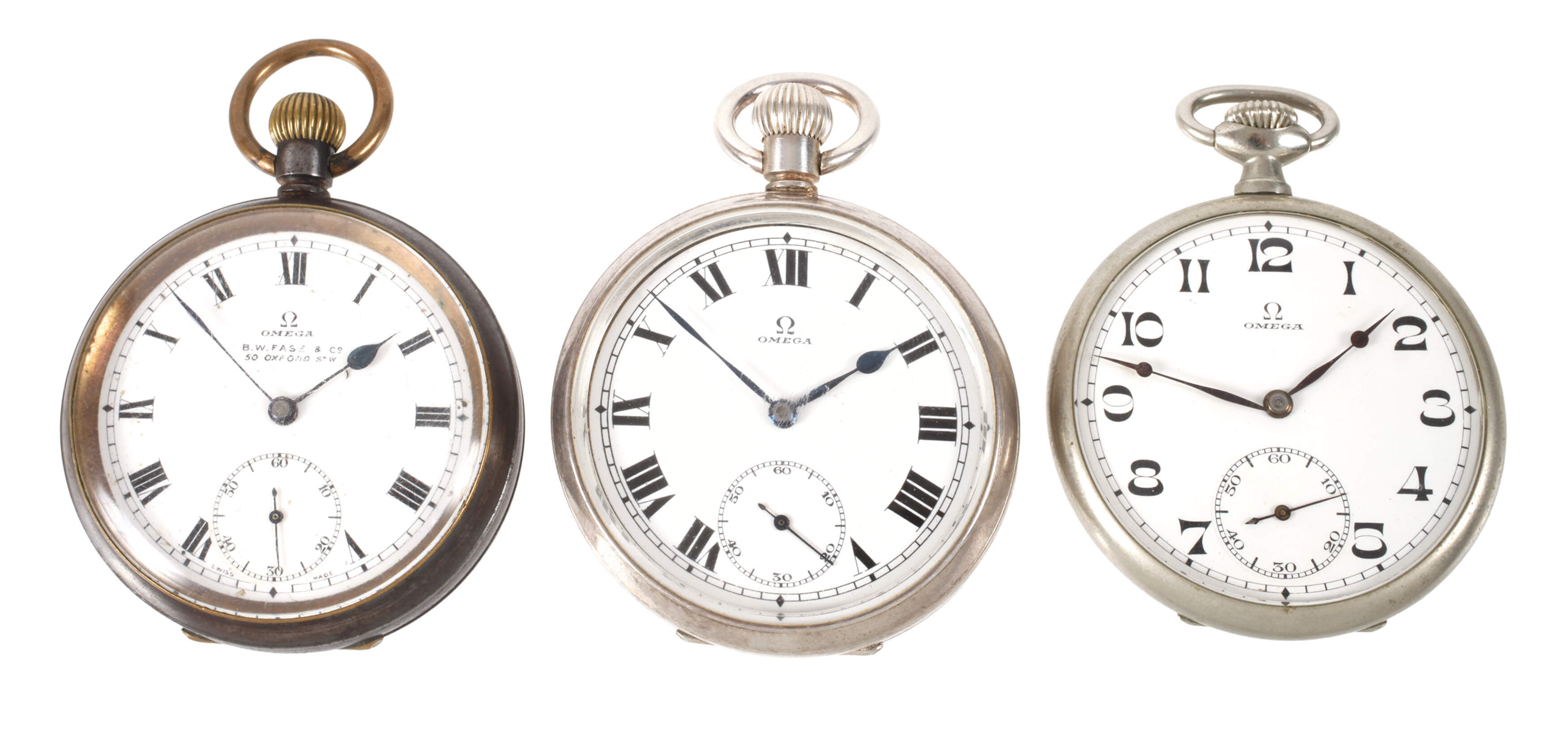 Drei Taschenuhren Omega