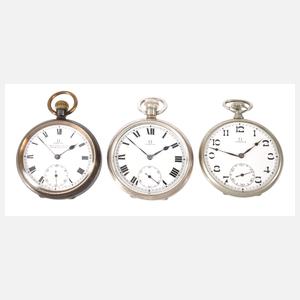 Drei Taschenuhren Omega