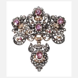 Historische Brosche mit Rubinen und Diamanten