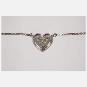 Herzcollier mit Diamanten