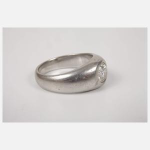 Bandring Platin mit Altschliffdiamant von ca. 1,5 ct