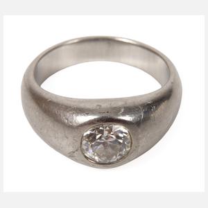Bandring Platin mit Altschliffdiamant von ca. 1,5 ct