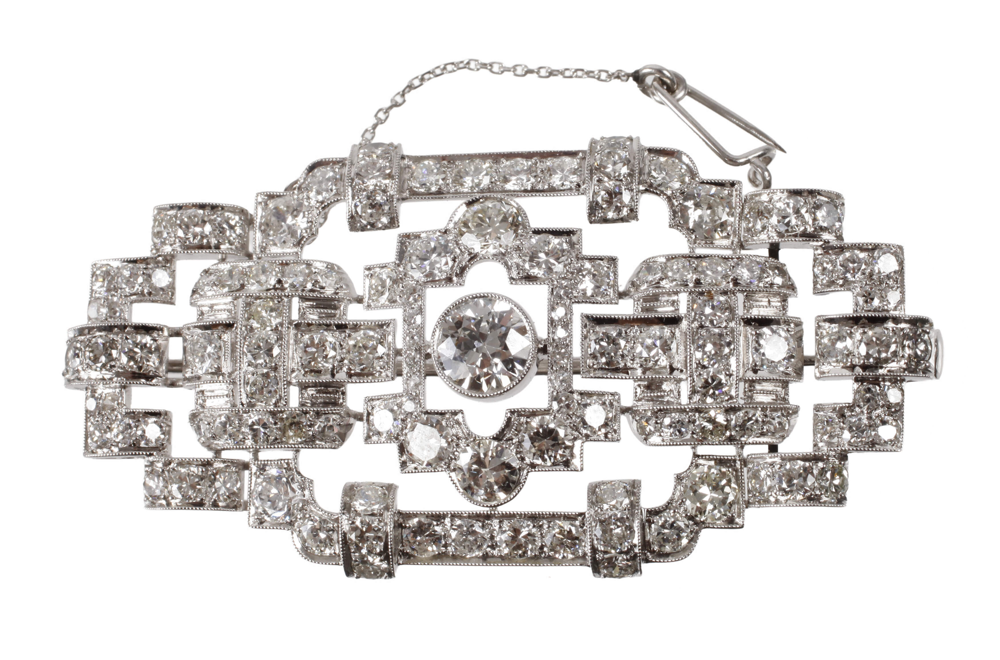 Hochwertige Art déco-Brosche mit Diamanten