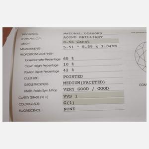 Brillant von 0,56 ct mit Expertise