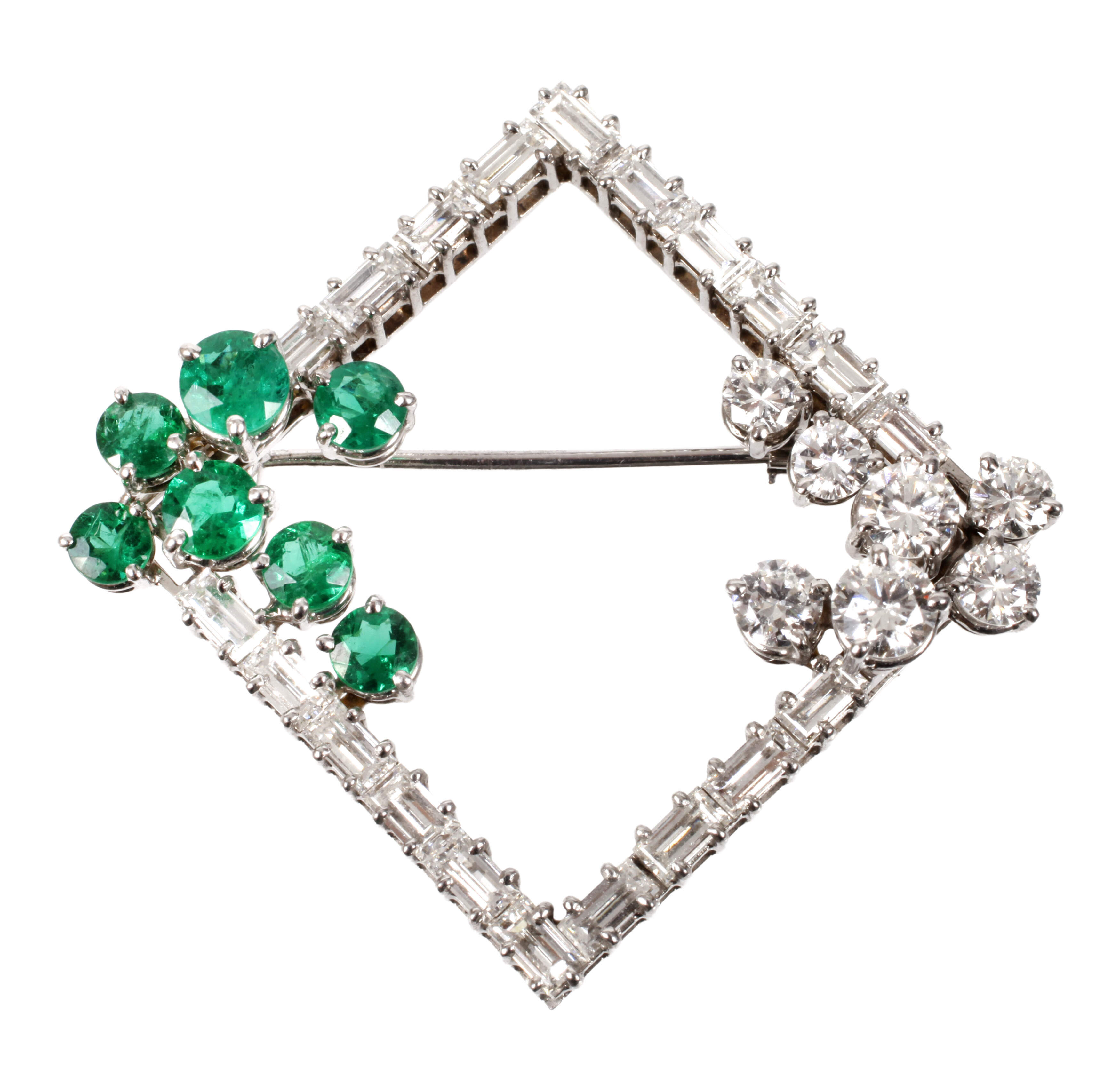 Hochwertige Brosche mit Smaragden und Brillanten