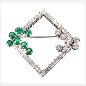 Hochwertige Brosche mit Smaragden und Brillanten