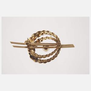 Goldbrosche mit Perle