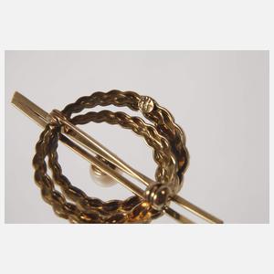 Goldbrosche mit Perle