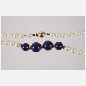 Perlencollier mit Lapislazuli