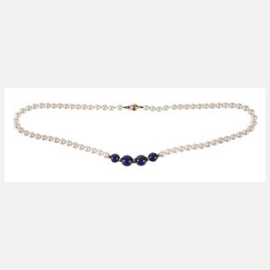 Perlencollier mit Lapislazuli