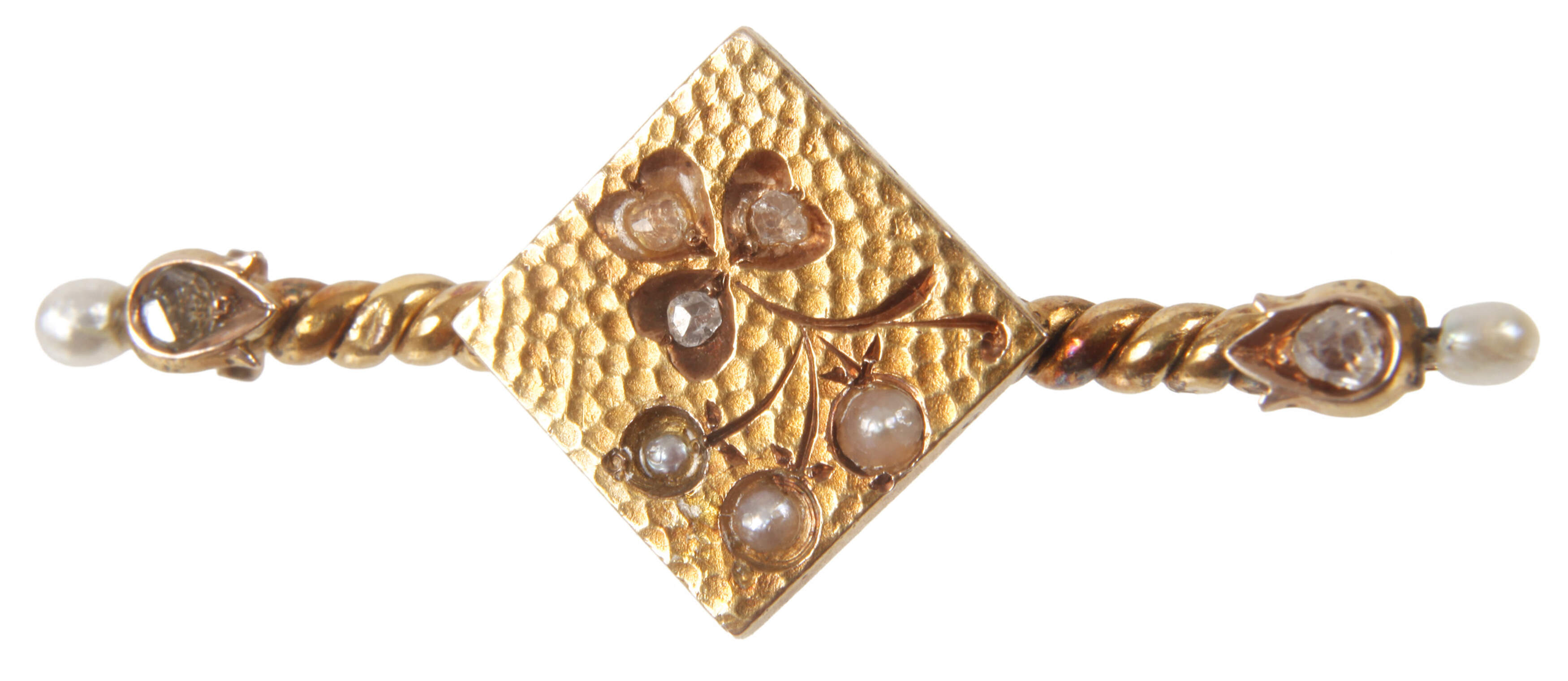 Brosche mit Diamanten und Perlen