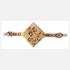 Brosche mit Diamanten und Perlen