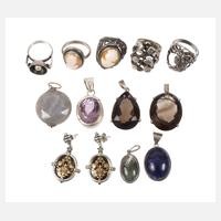 Konvolut Silberschmuck mit Steinbesatz111